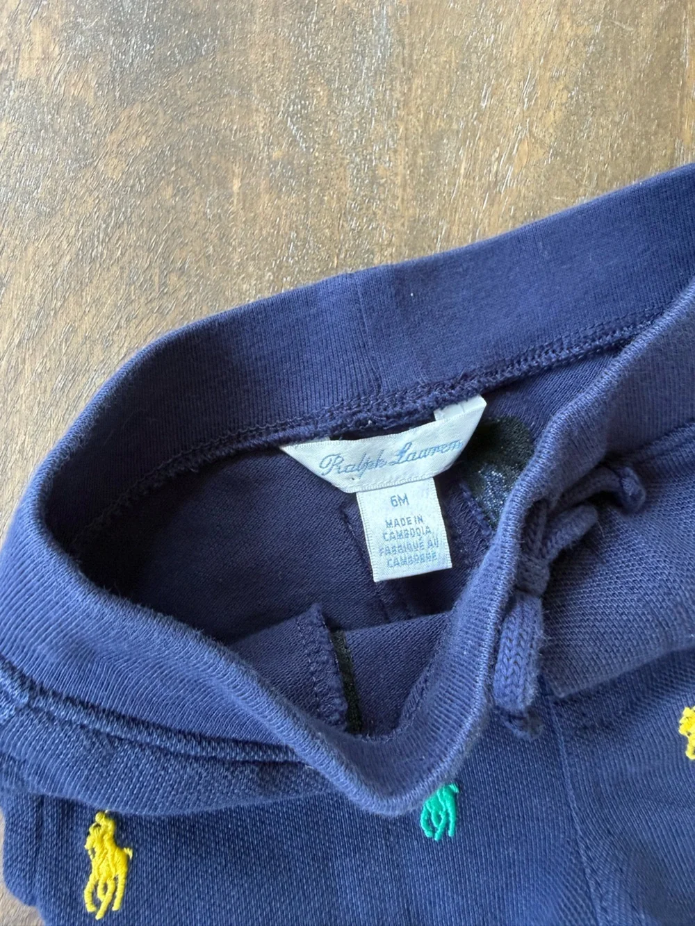 Ralph Lauren Navy Knit Shorts with Multicolor Pony Details 6M